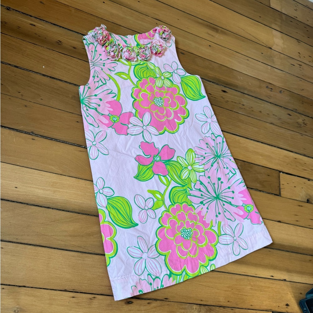 Lily Pulitzer Floral Pink and Green Shift Dress